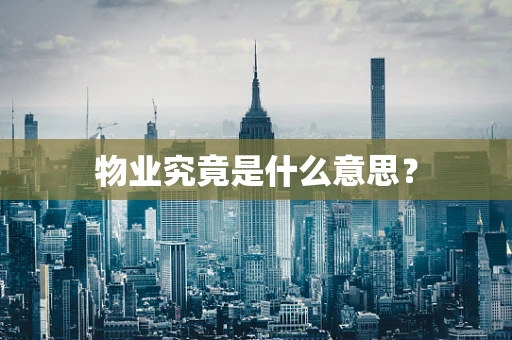 物业究竟是什么意思？