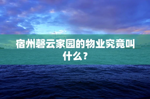 宿州磬云家园的物业究竟叫什么？