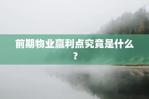 前期物业赢利点究竟是什么？