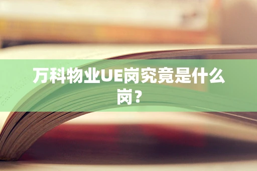 万科物业UE岗究竟是什么岗？