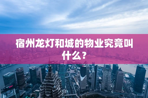 宿州龙灯和城的物业究竟叫什么？