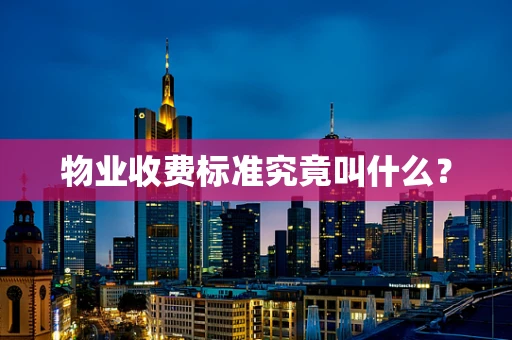 物业收费标准究竟叫什么？