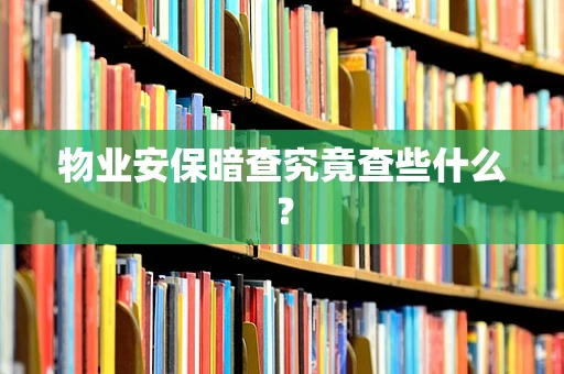 物业安保暗查究竟查些什么？