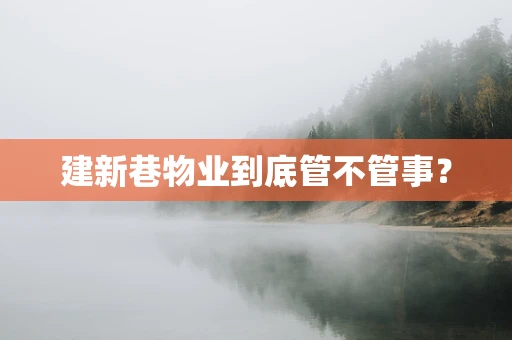 建新巷物业到底管不管事？